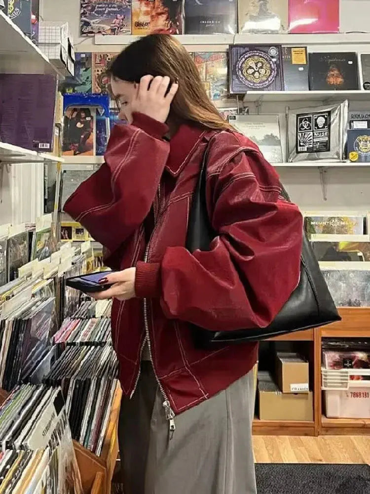 Street-wave Oversized Autumn Jacket For Plus Size Women, Cozy Layers, Casual Streetwear Essential