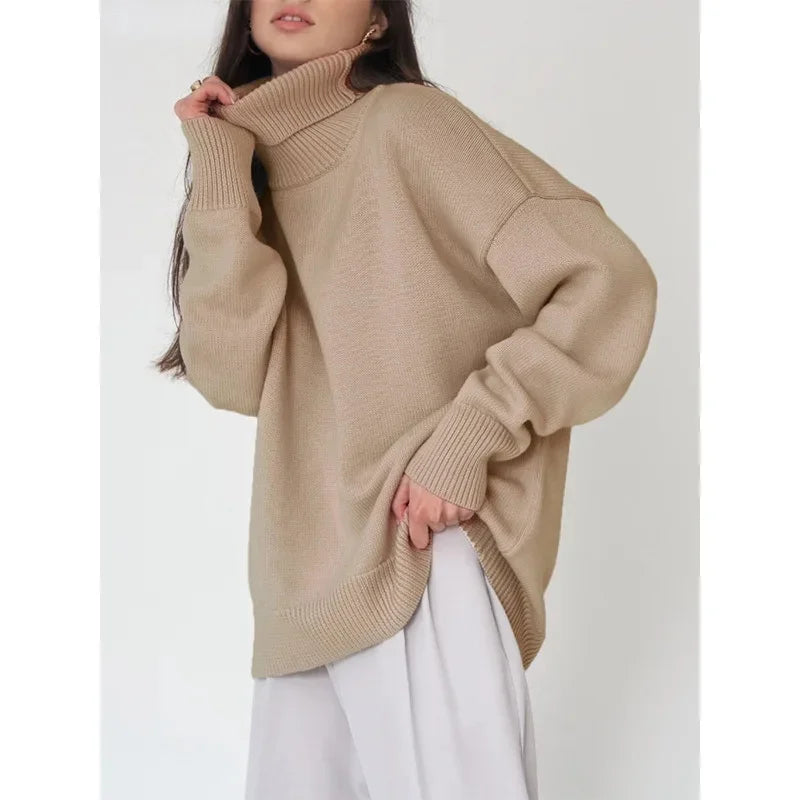 Street Wave Unisex Turtleneck Sweater Oversized Cozy Warmth