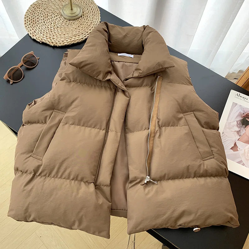 Street-wave Quilted Puffer Vest For Women All Season Warmth And Versatile Casual Streetwear Essential