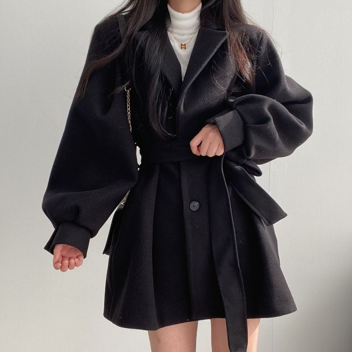 Street-Wave Mid-Length Coat For Women With Tailored Fit And Belted Silhouette Timeless Winter Essential
