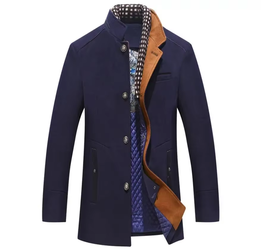 Men's Wool Blend Overcoat With Scarf Collar For Fall And Winter Outerwear By Street-Wave