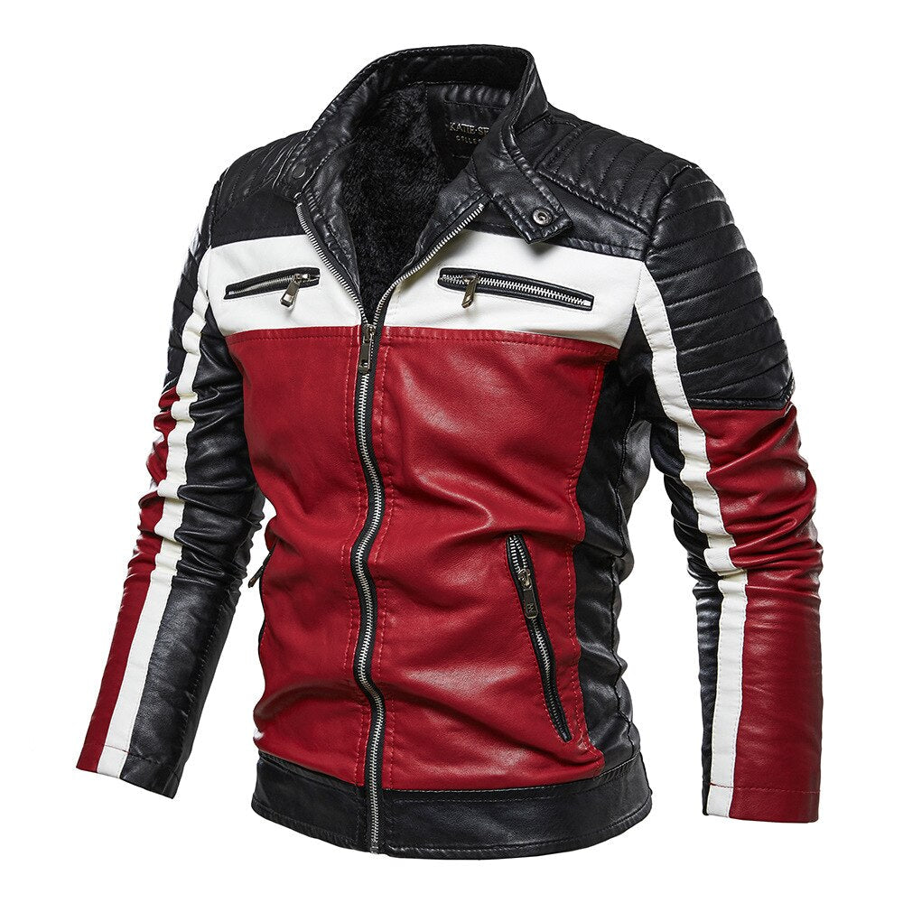Street Wave Leather Jacket For Men Rio Classic Durable Biker Style With Multiple Pockets