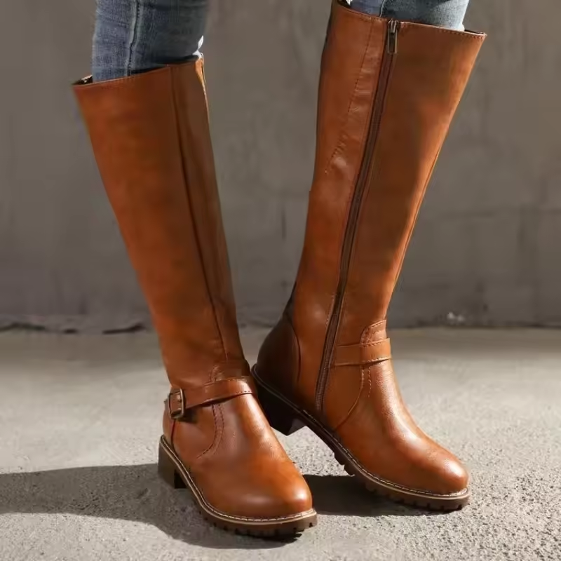 Women's Knee High Boots with Sturdy Sole and Classic Design