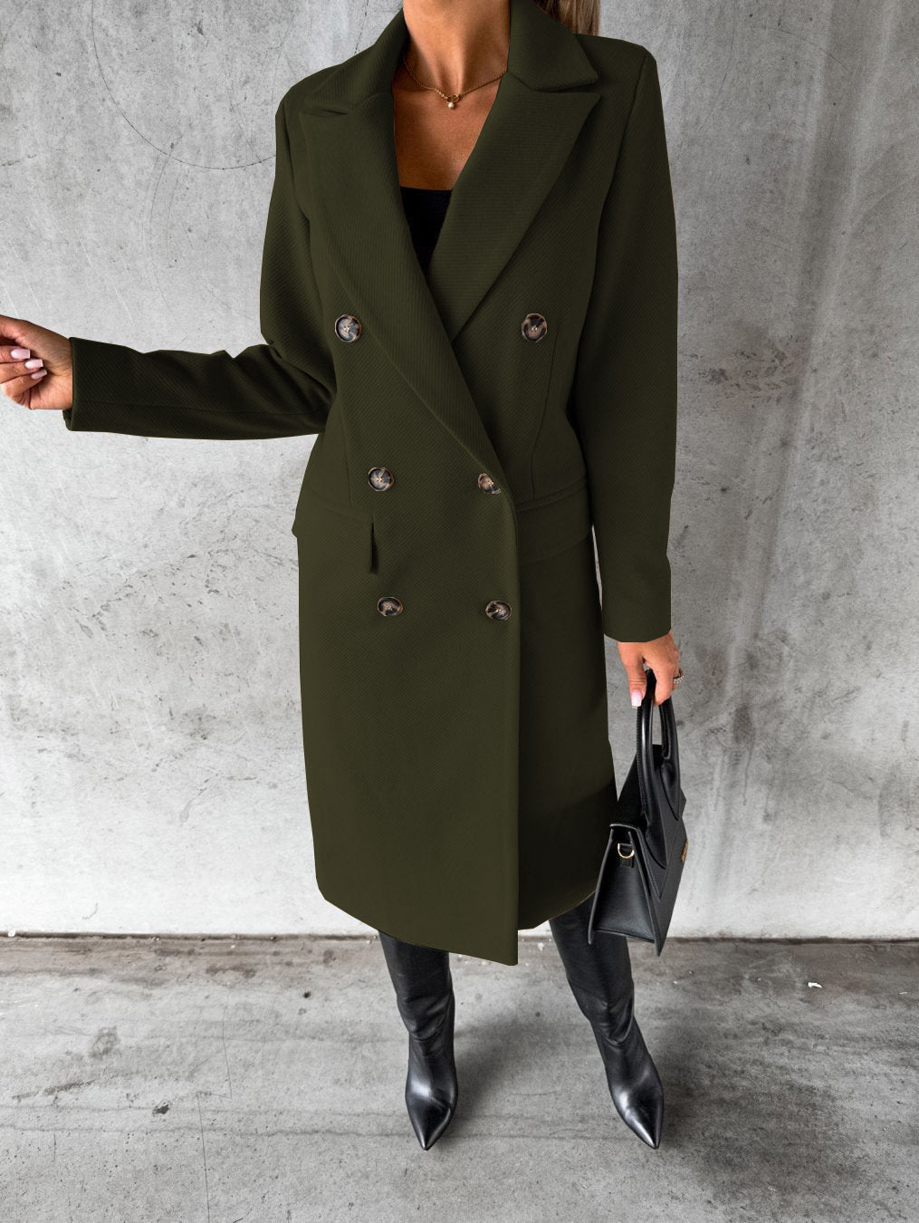Street Wave Luxus Wool Coat For Women With Button Closure Elegant Long Winter Outerwear