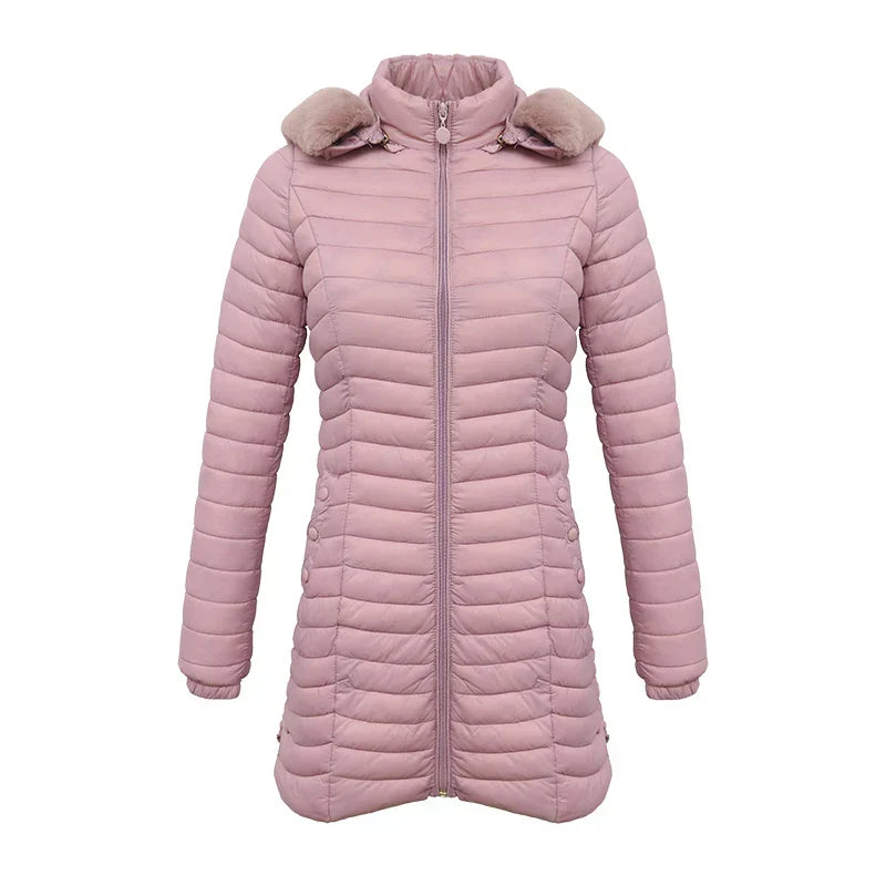 Street Wave Slim Fit Winter Puffer Jacket With Fur Hood For Women Stylish Warmth