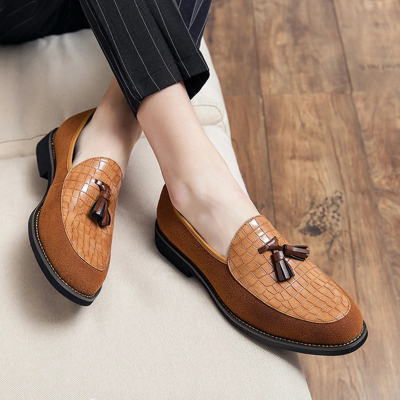 PrestigeLoafers Men's Tassel Leather Loafers Slip On Comfort For Office And Casual Wear
