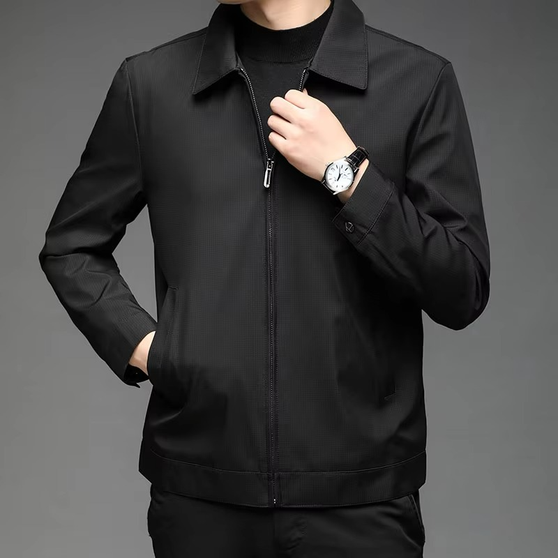 Street-Wave Men's Classic Stand Collar Jacket for Business Casual and Everyday Smart Style