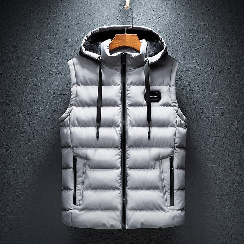 Street-wave Premium Puffer Vest With Hood For Men Warm Lightweight Winter Layer Outerwear