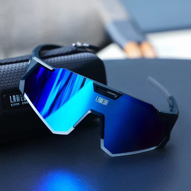 Street-Wave Reflective Aero Cycling Sunglasses Polarized Mirror Lenses Featherlight Frame For Men