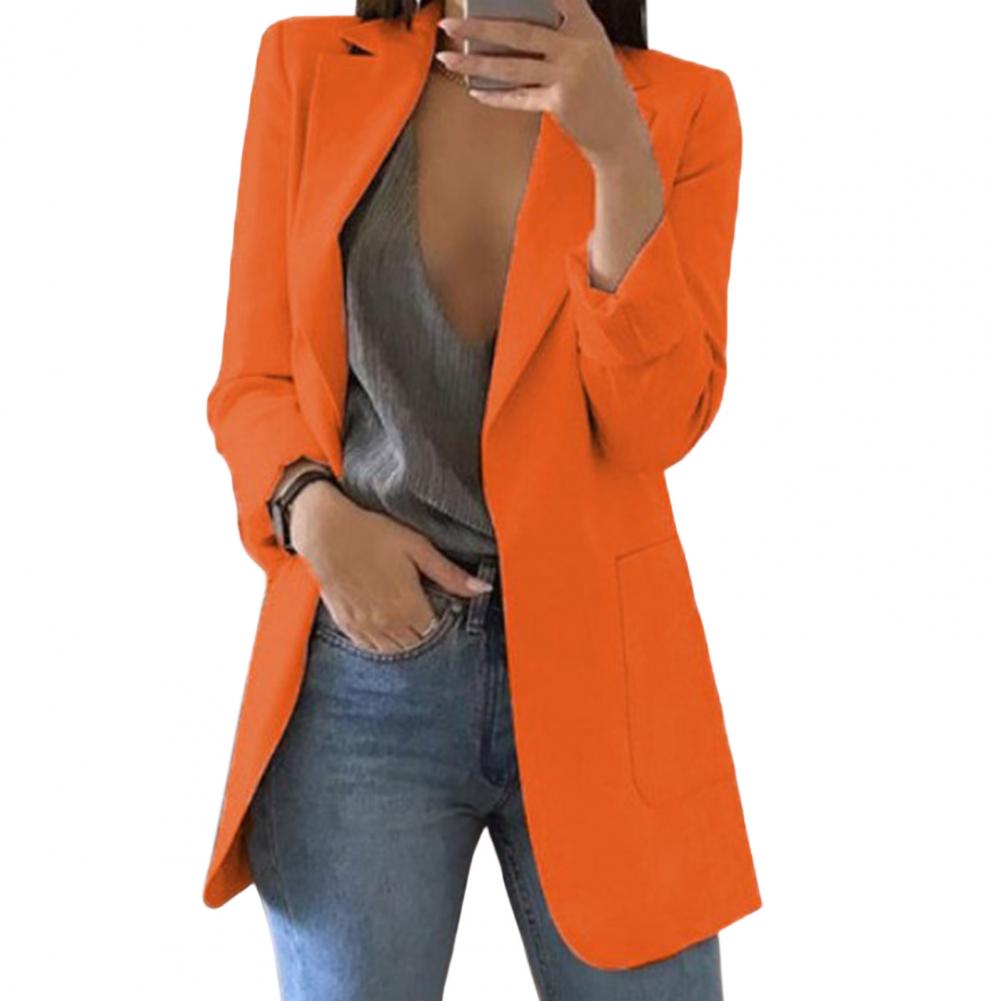 Street-wave Women Blazer Longline Open-Front Tailored Fit Chic Office Outerwear for Fall Formal Events