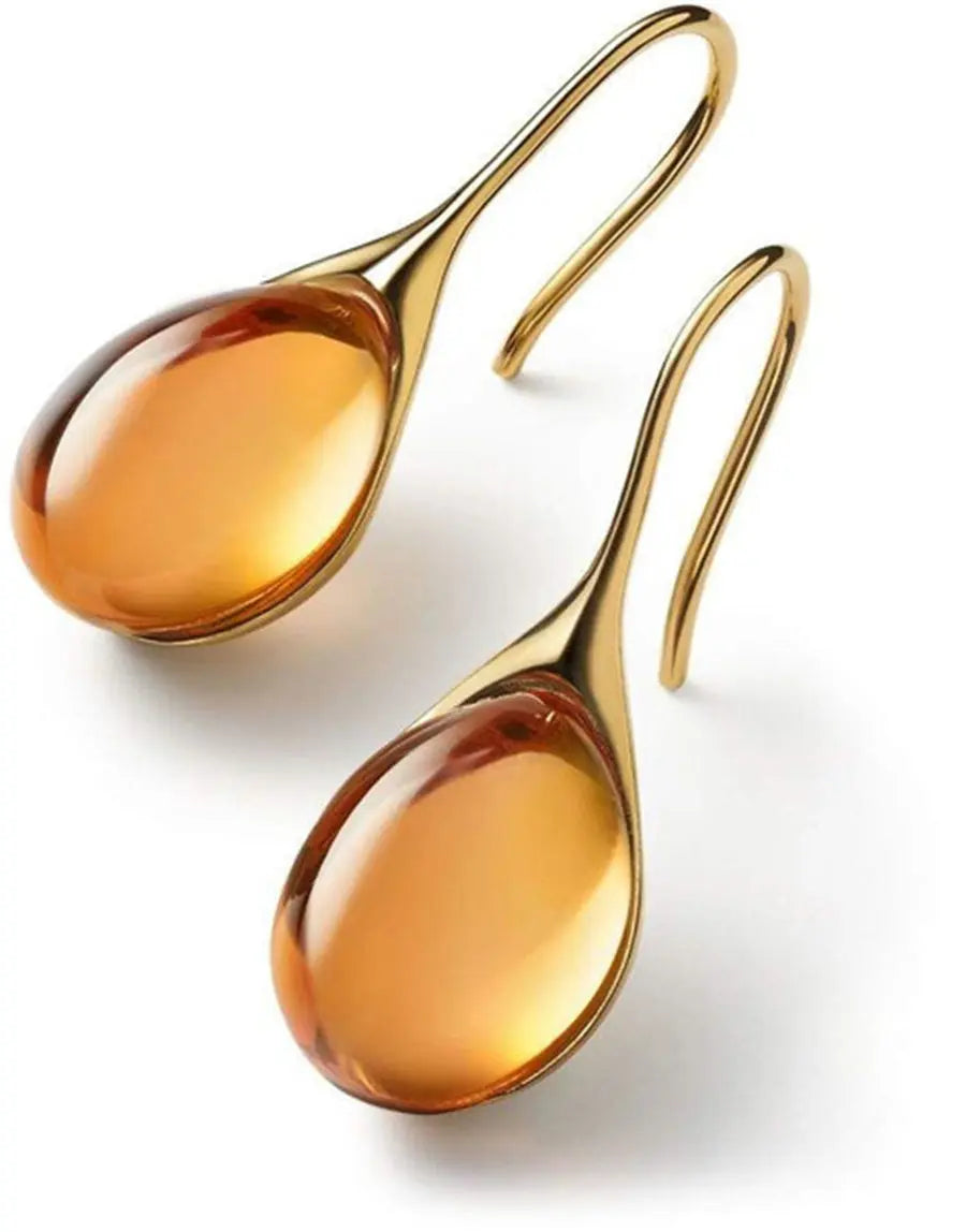 Street-Wave Denise Teardrop Earrings Lightweight Gold Resin for Everyday Chic