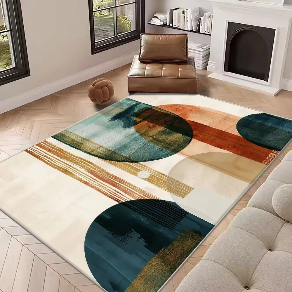 Eprolo Abstract Modern Large Living Room Rug Non Slip Washable For Home