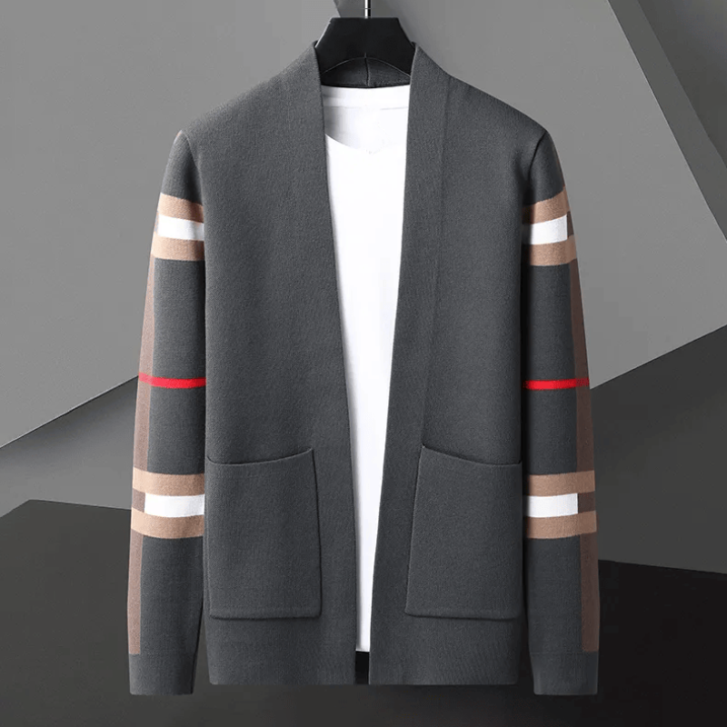 Street-wave Luxurious Men's Cardigan Jacket Open Front Knit Ultra Soft For Modern Men