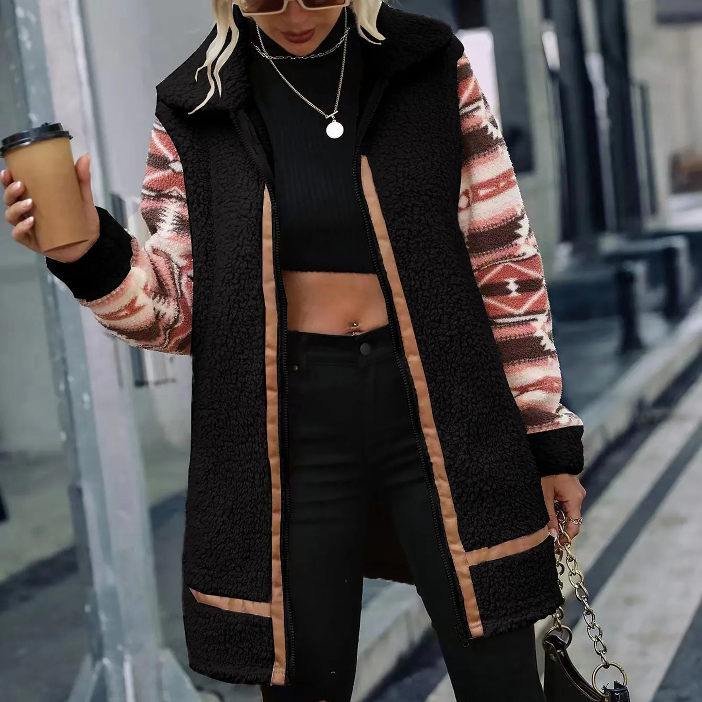 Street-wave Teddy Sherpa Coat for Women Ultra Warm Cozy Fleece-Lined Winter Outerwear