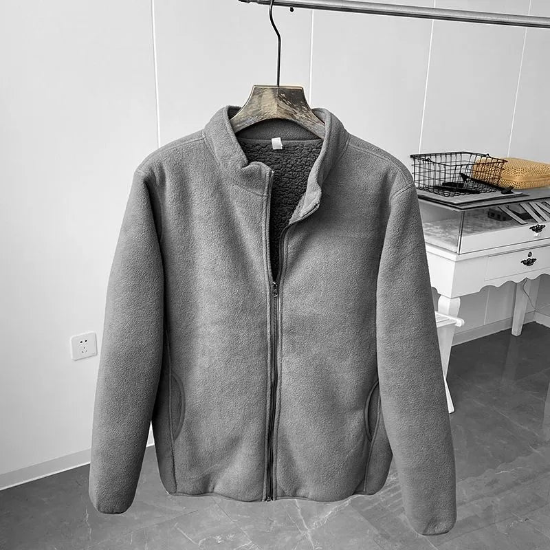 Street Wave Fleece Jacket Water Resistant Stand Collar For Outdoor Enthusiasts Unisex