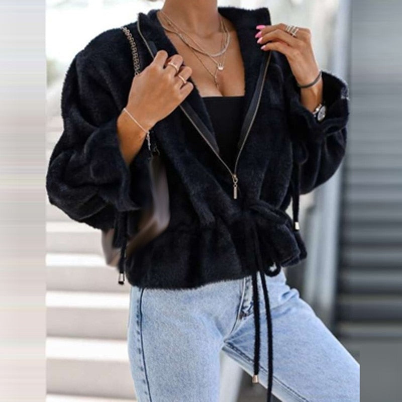 Street Wave Winter Jacket For Women Cozy Teddy Coat With Belted Silhouette And Statement Style