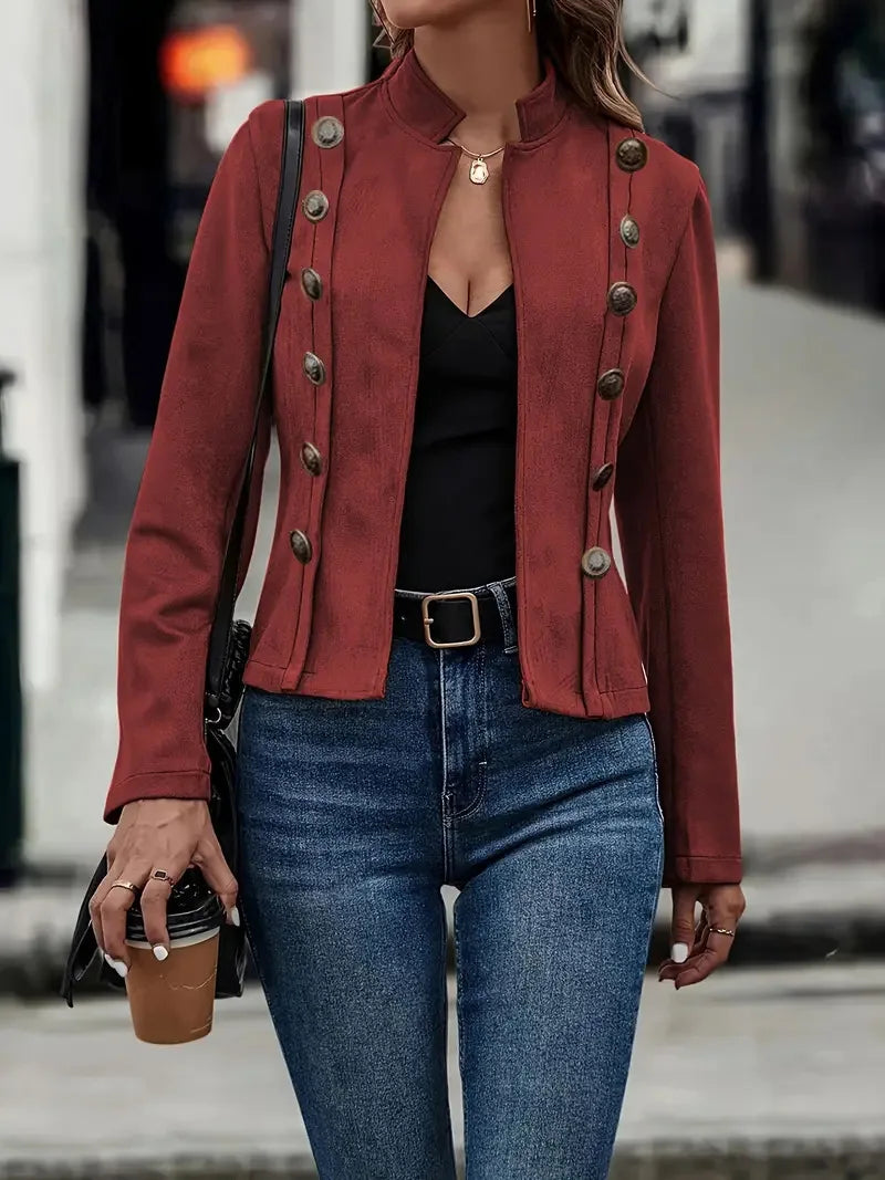 Street-Wave Allison Velvet Double-Breasted Jacket Unisex Cozy Tailored