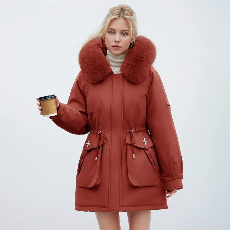 Street Wave Faux Fur Coat With Luxurious Fur Collar For Women Premium Warmth And Style
