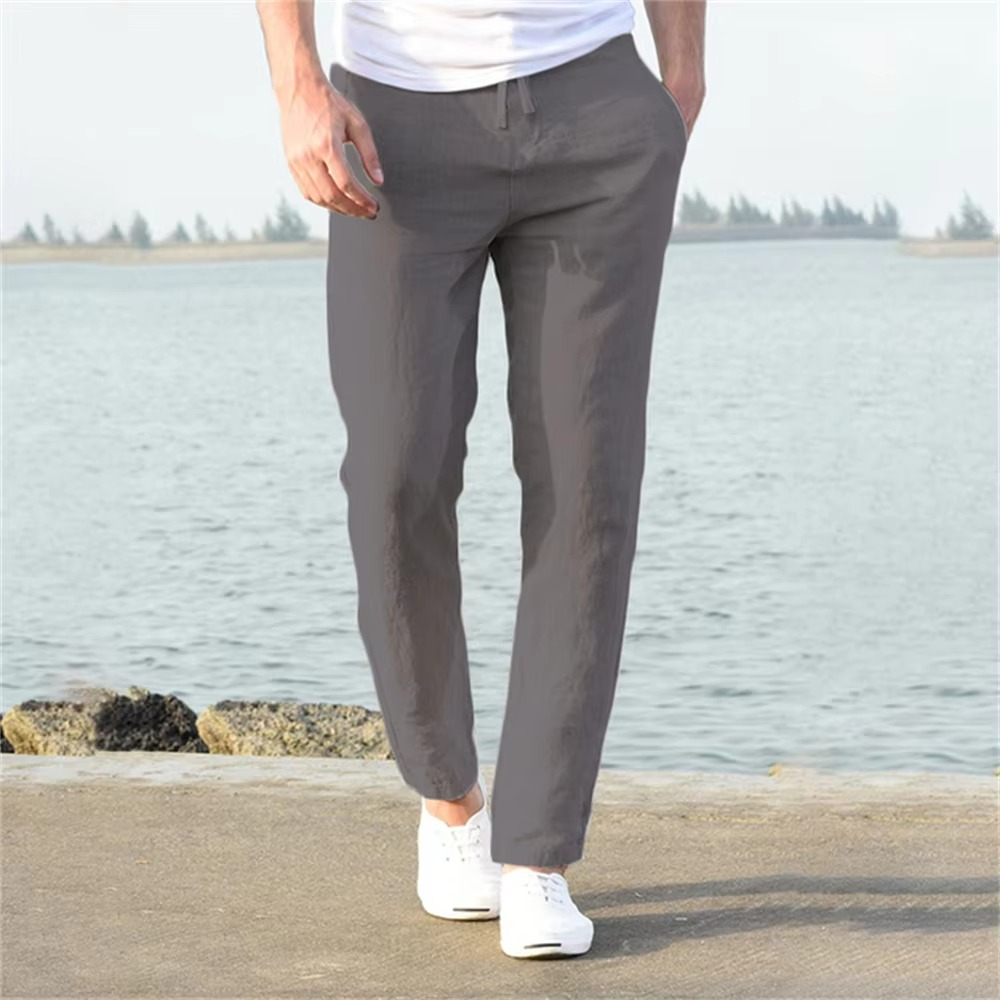 Street-Wave Mens Cotton Linen Pants For Everyday Comfort And Style Breathable Lightweight All Day Wear