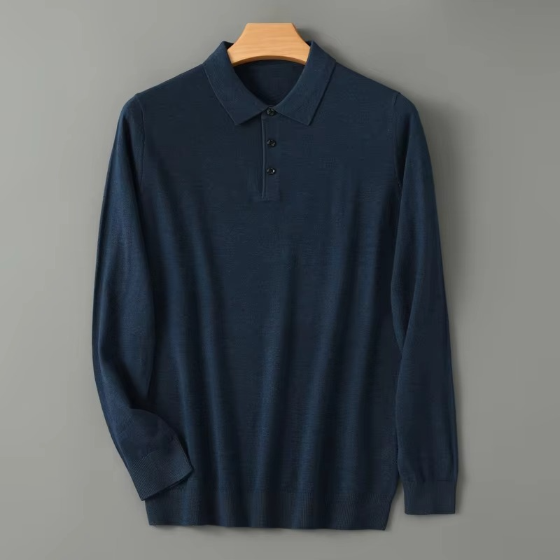 Men's Merino Wool Polo Collar Sweater Pullover For Cold Weather Warmth And Refined Everyday Comfort