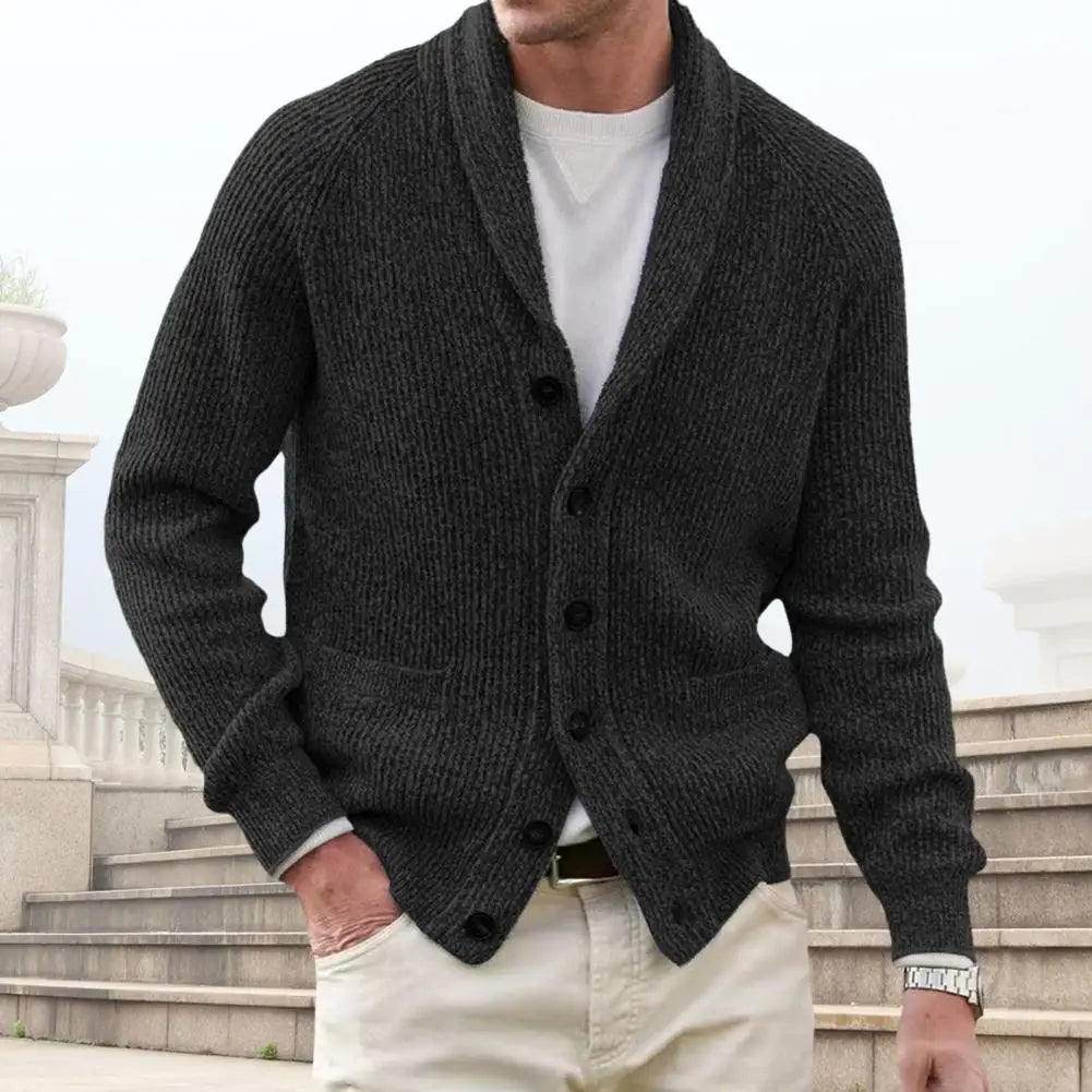 Street-Wave Men Cardigan Wool Blend Button Up Cozy Classic Knit Everyday Wear Versatile Comfort