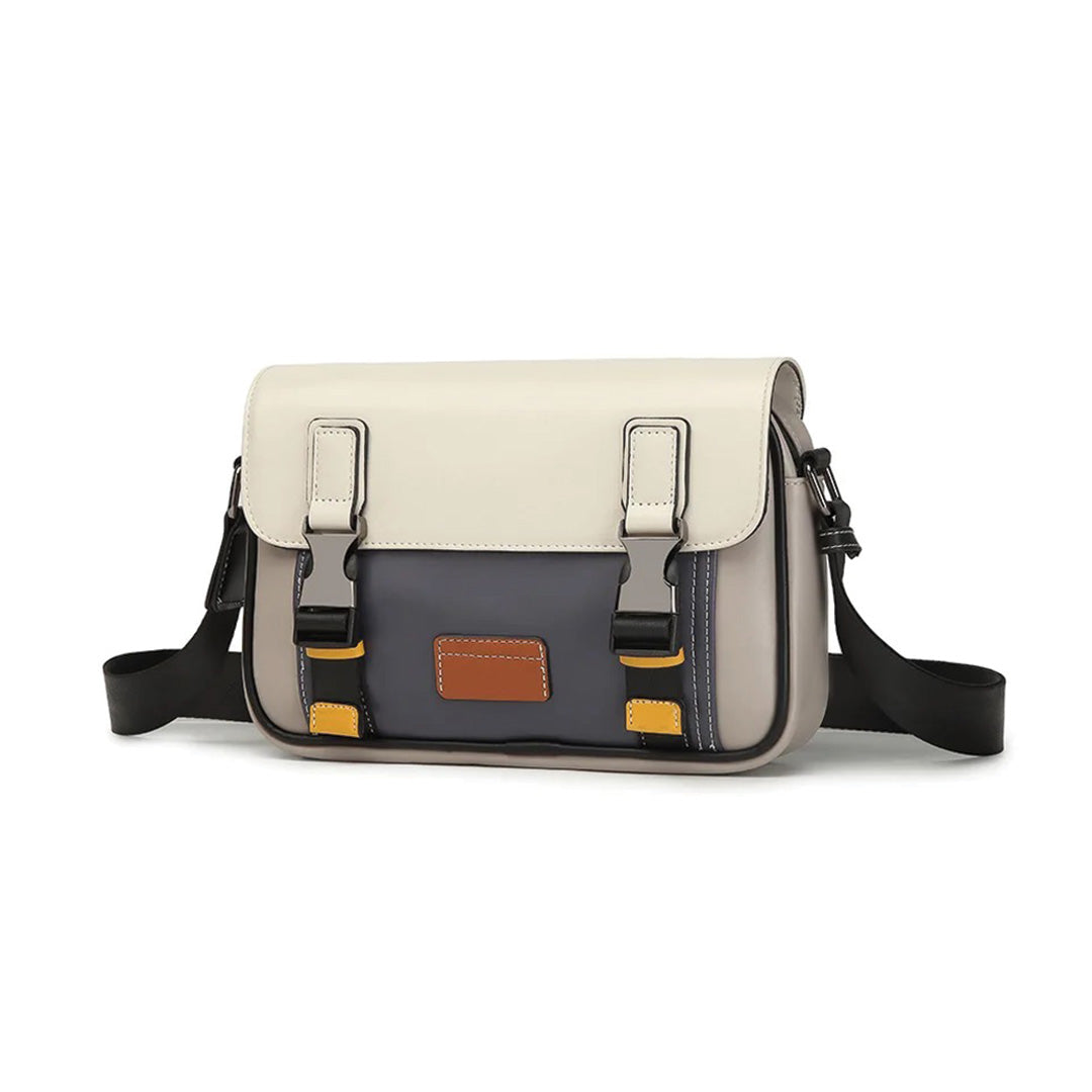 Street-Wave Varsity Club Messenger Bag - Lightweight Leather Exterior with Nylon Interior and Secure Snap Closure