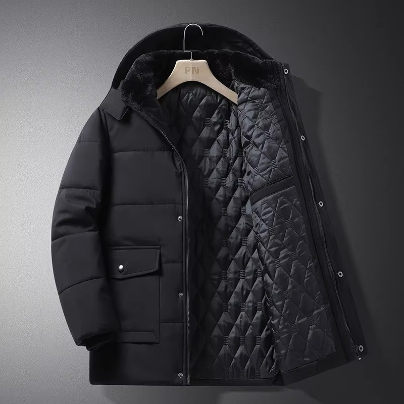 Street-Wave Men's Thick Fleece Winter Parka Jacket With Hood Insulated Quilted Liner For Cold Weather Warmth And Style