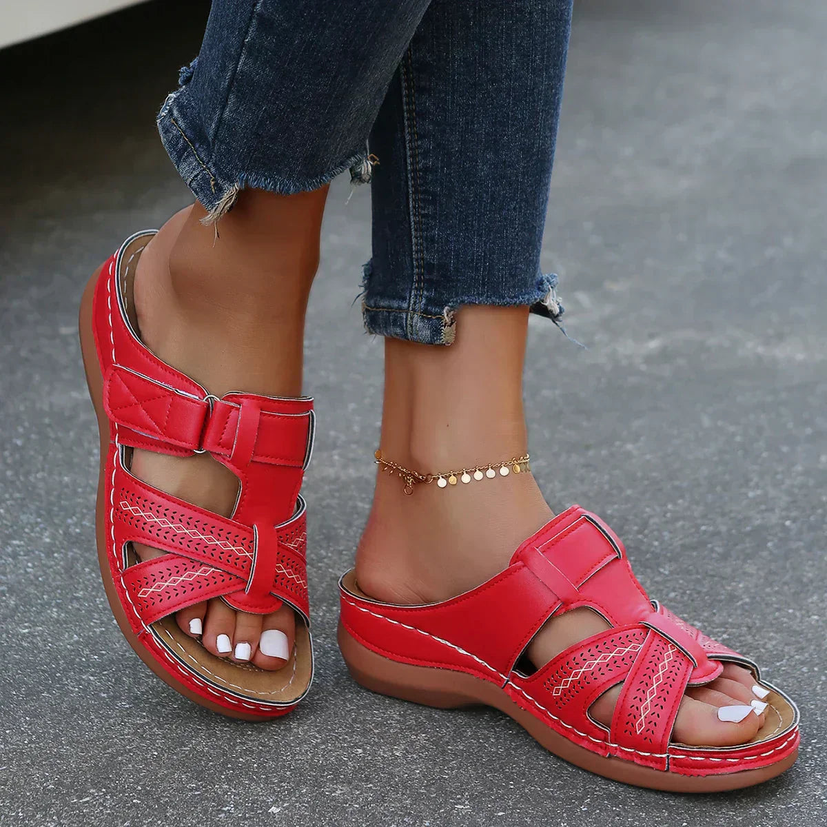Women's Cushioned Wedge Sandals with Adjustable Straps and Supportive Footbed