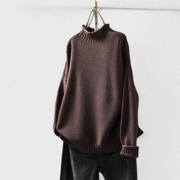 Women's Knit Sweater with Relaxed Fit and Soft Texture