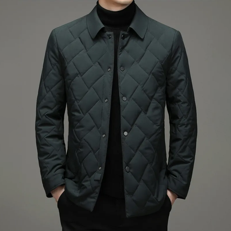 Street-wave Quilted Monogram Jacket For Men Diamond Stitch Pattern Premium Outerwear