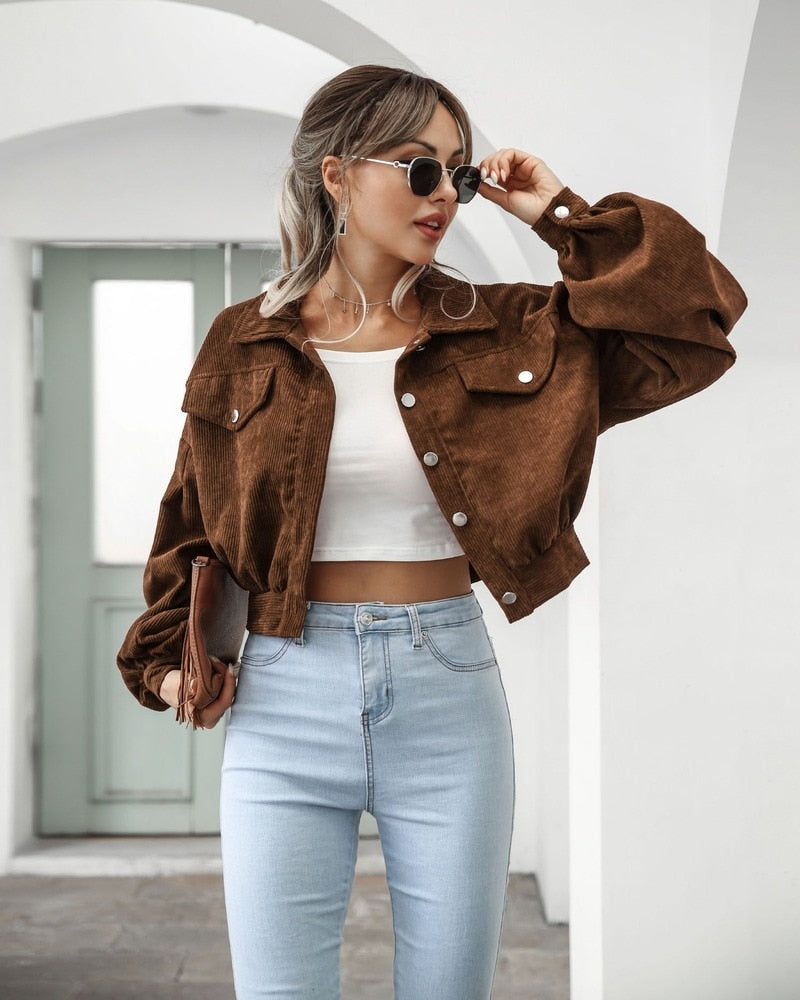 Street-Wave Oversized Corduroy Jacket For Women Ultimate Comfort And Trendy Everyday Style
