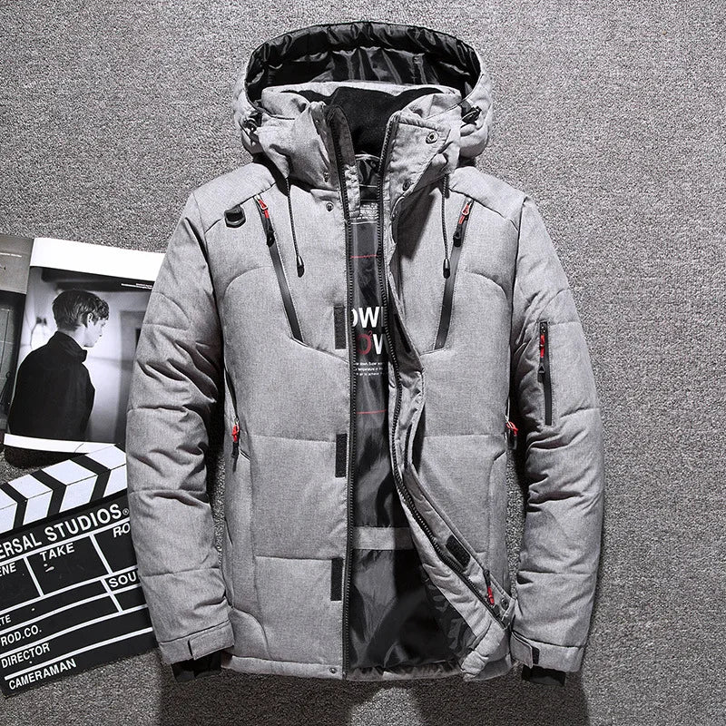 Street-Wave Puffer Jacket For Men With Detachable Hood And Storm Flap
