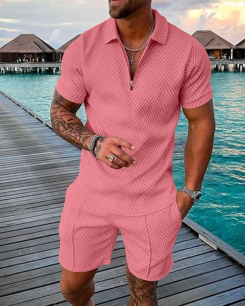 Street-Wave Men's Summer Hawaiian Polo and Shorts Set 3D Printed Streetwear Outfit