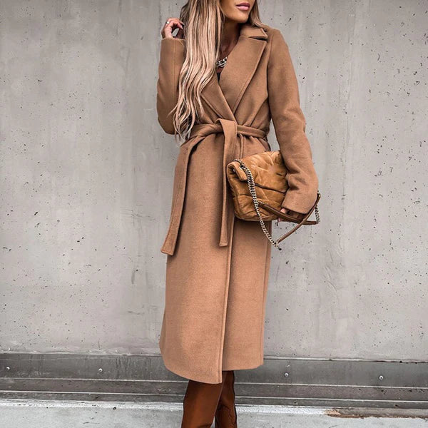 Streetwave Elegant Wool Coat With Belt For Women Timeless Style And Cozy Warmth Everyday