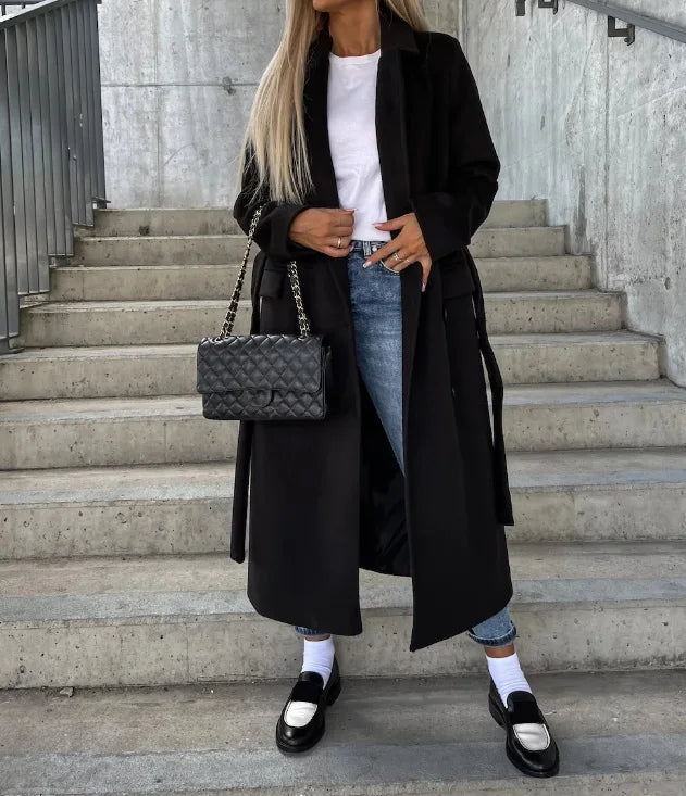 Street Wave Quilted Winter Coat With Belt For Women Elegant Cozy Durable Outerwear