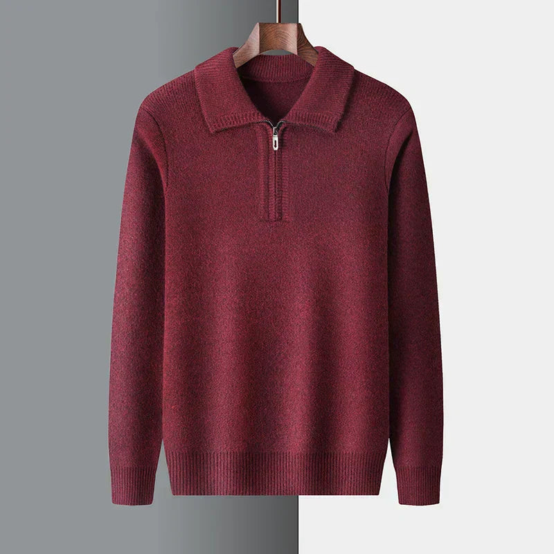 Nordisk Flair Men's Regular Fit Soft Knit Sweater With Short Zip And Flat Collar