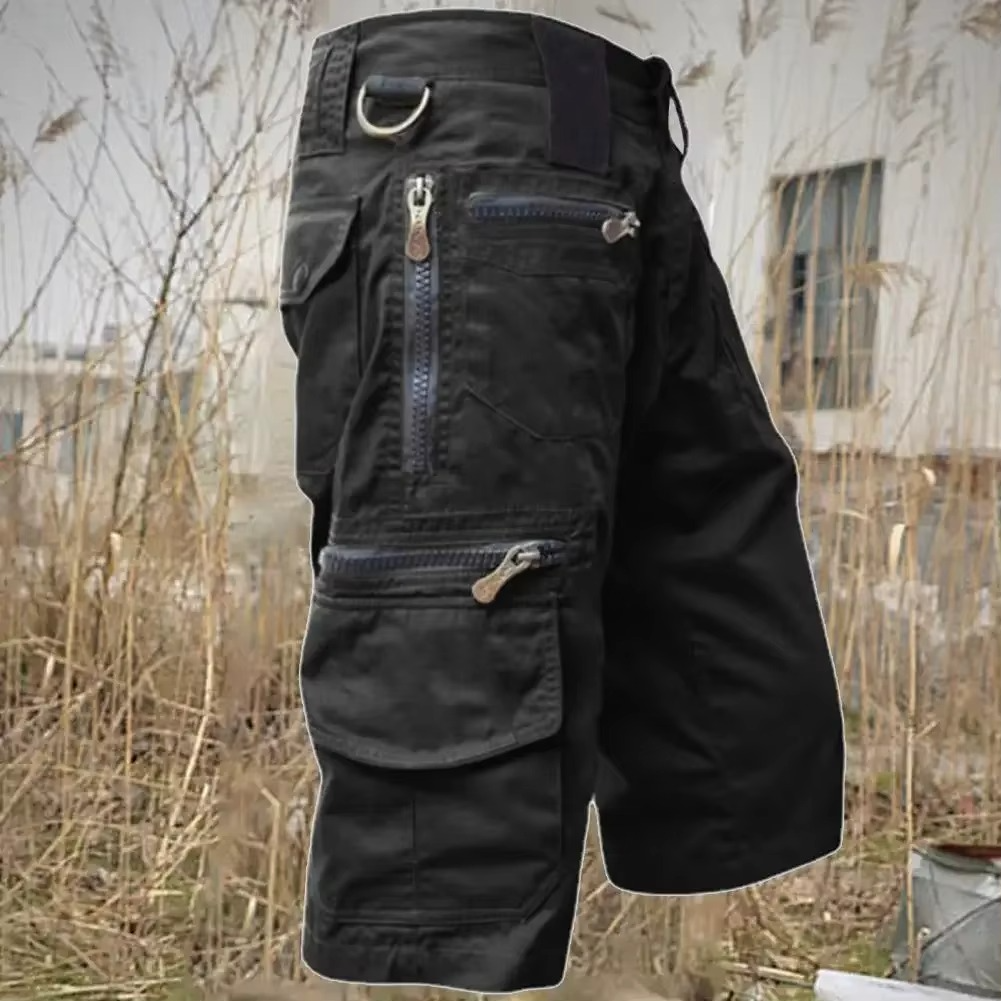 Street-Wave Mens Tactical Cargo Shorts With Multi Pockets Military Style Straight Fit For Summer