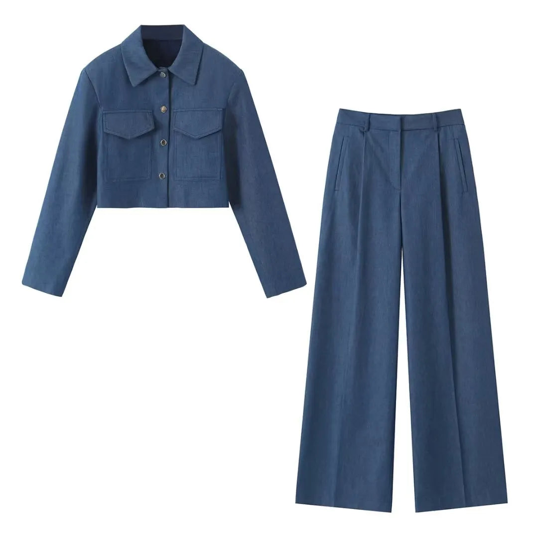 Street-wave Elegant Streetwear Set For Women, Tailored Fit Jacket And Pants, Premium Materials