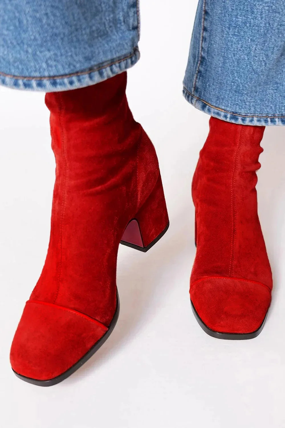 Women's Square Toe Heeled Boots with Sturdy Heel and Versatile Design