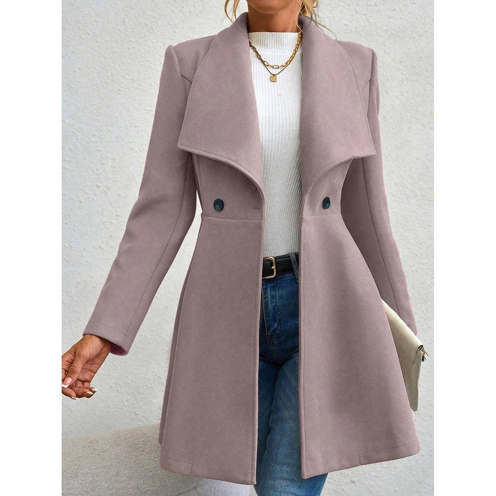 Street-Wave Wool Coat With Tailored Waist For Women Elegant Timeless Comfort And Sophistication