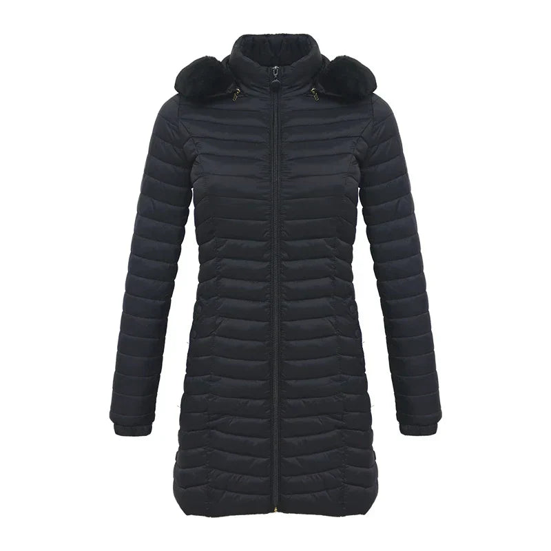 Street Wave Slim Fit Winter Puffer Jacket With Fur Hood For Women Stylish Warmth