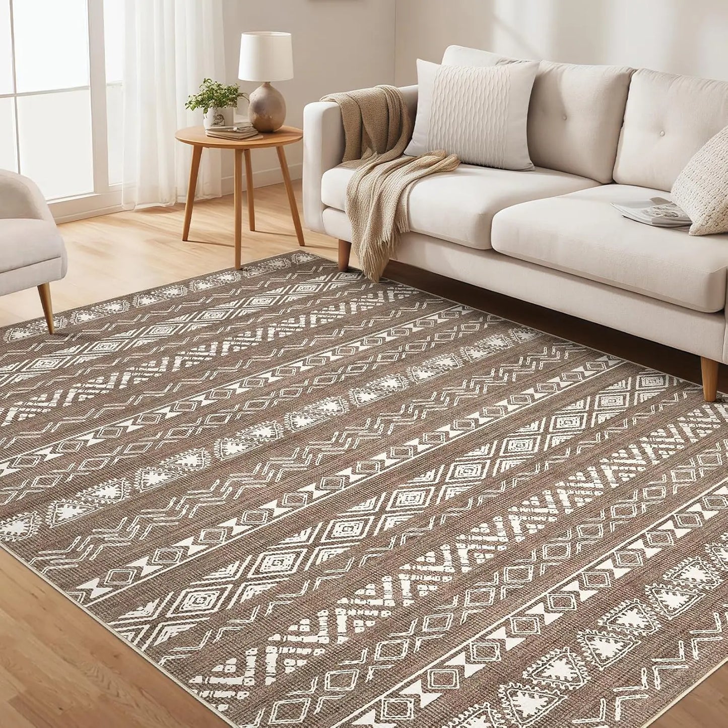 Eprolo Washable Boho Farmhouse Moroccan Geometric Indoor Carpet For Bedrooms