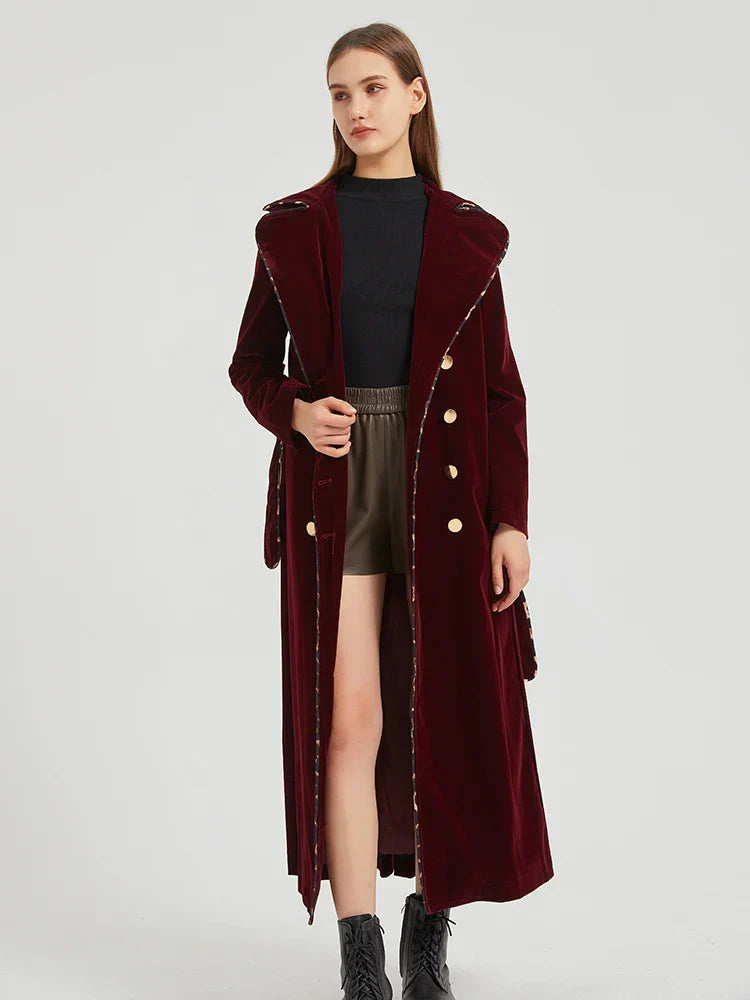 Street-Wave For One Thing Coat For Women Warm Long Belted DoubleButton Coat With Elegant Lapel