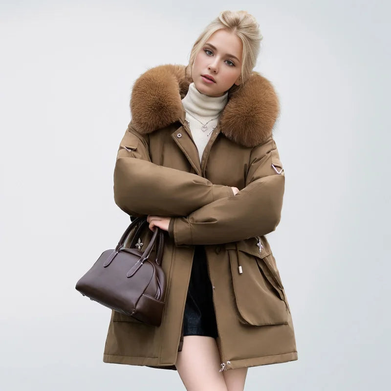Street Wave Faux Fur Coat With Luxurious Fur Collar For Women Premium Warmth And Style
