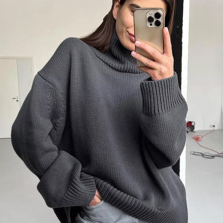 Street-wave Loose Knit Turtleneck Sweater For Women Cozy Trendy Autumn Winter Essential