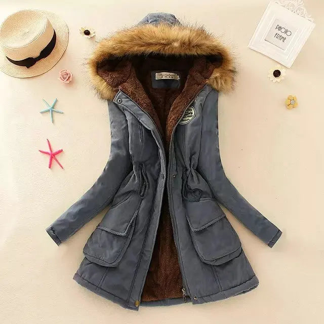 Street-wave Cozy Insulated Hooded Winter Coat For Women With Fur Trim Warm Puffer Jacket