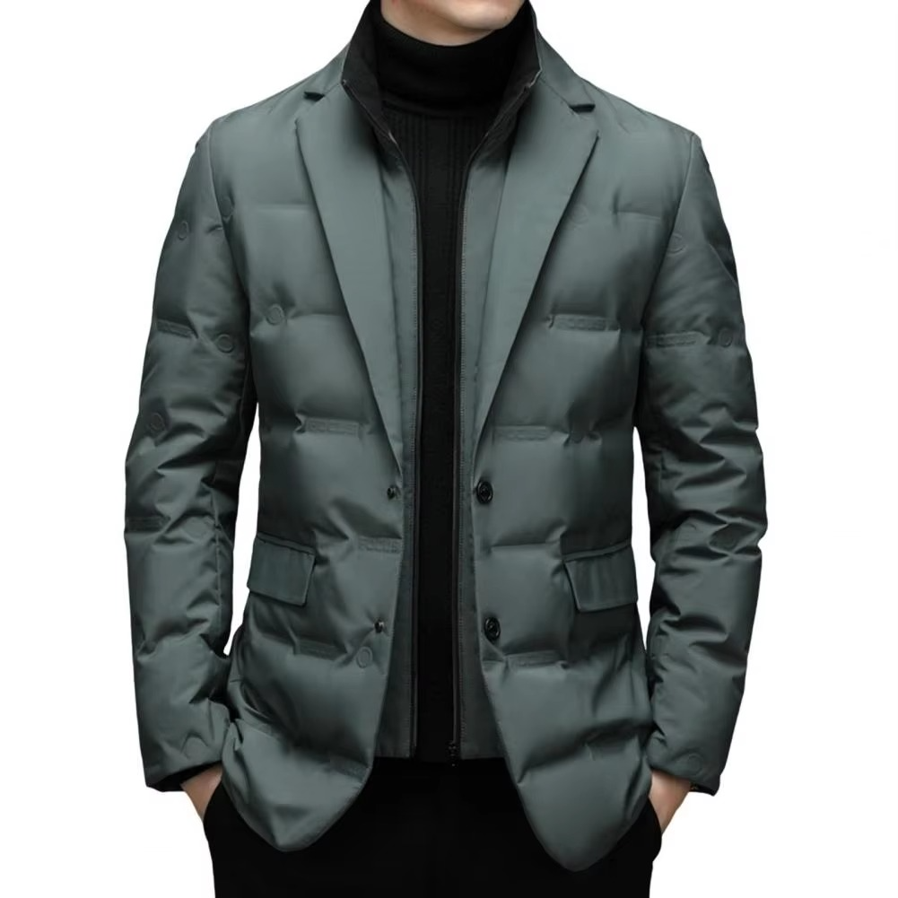 Men's High Collar Winter Cotton Suit Coat With Zipper Quilted Outer Layer Padded For Urban Style