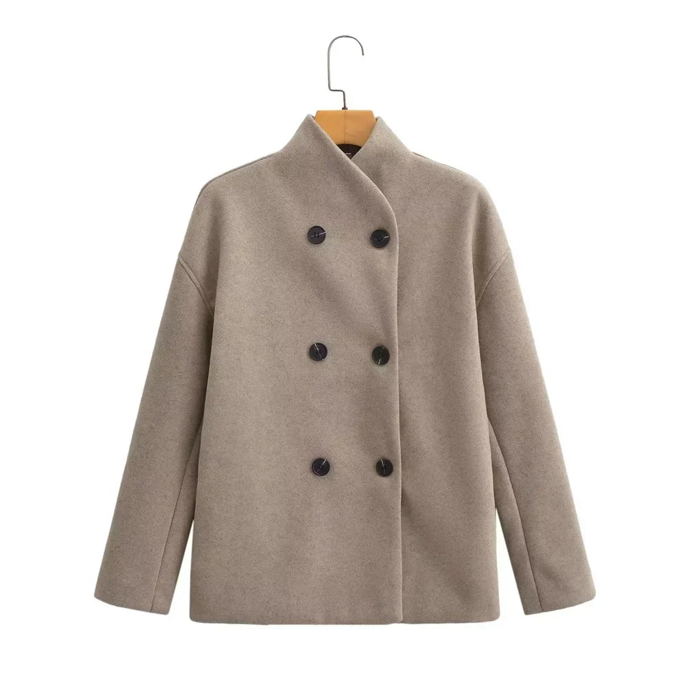 Street-wave Cozy Collar Wool Coat For Everyday Warmth Double Breasted Outerwear Essentials Modern Wearers
