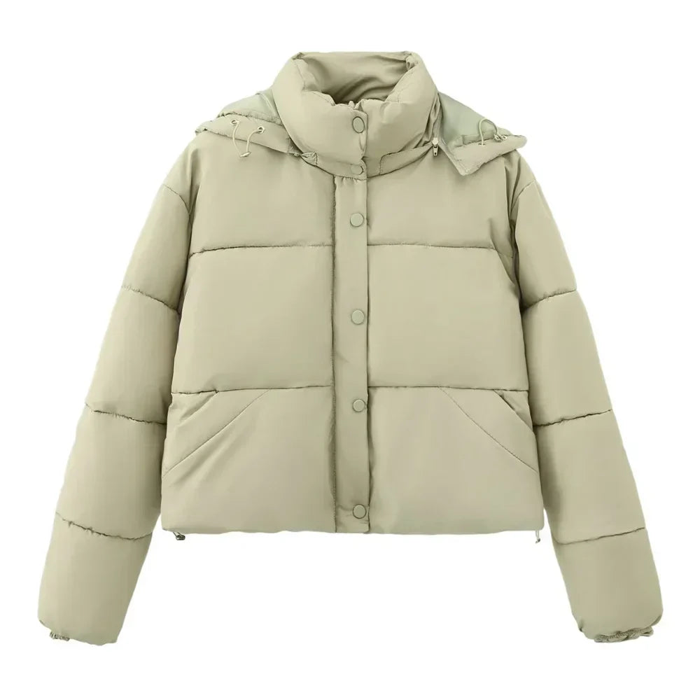 Street Wave Short Puffer Hoodie Jacket For Everyday Comfort Unisex Urban Streetwear Style