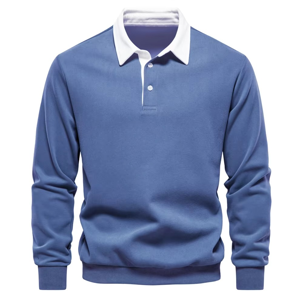 Autumn Polo Neck Cotton Sweatshirt For Men Versatile Casual And Social Wear Soft Comfort For Work And Weekend